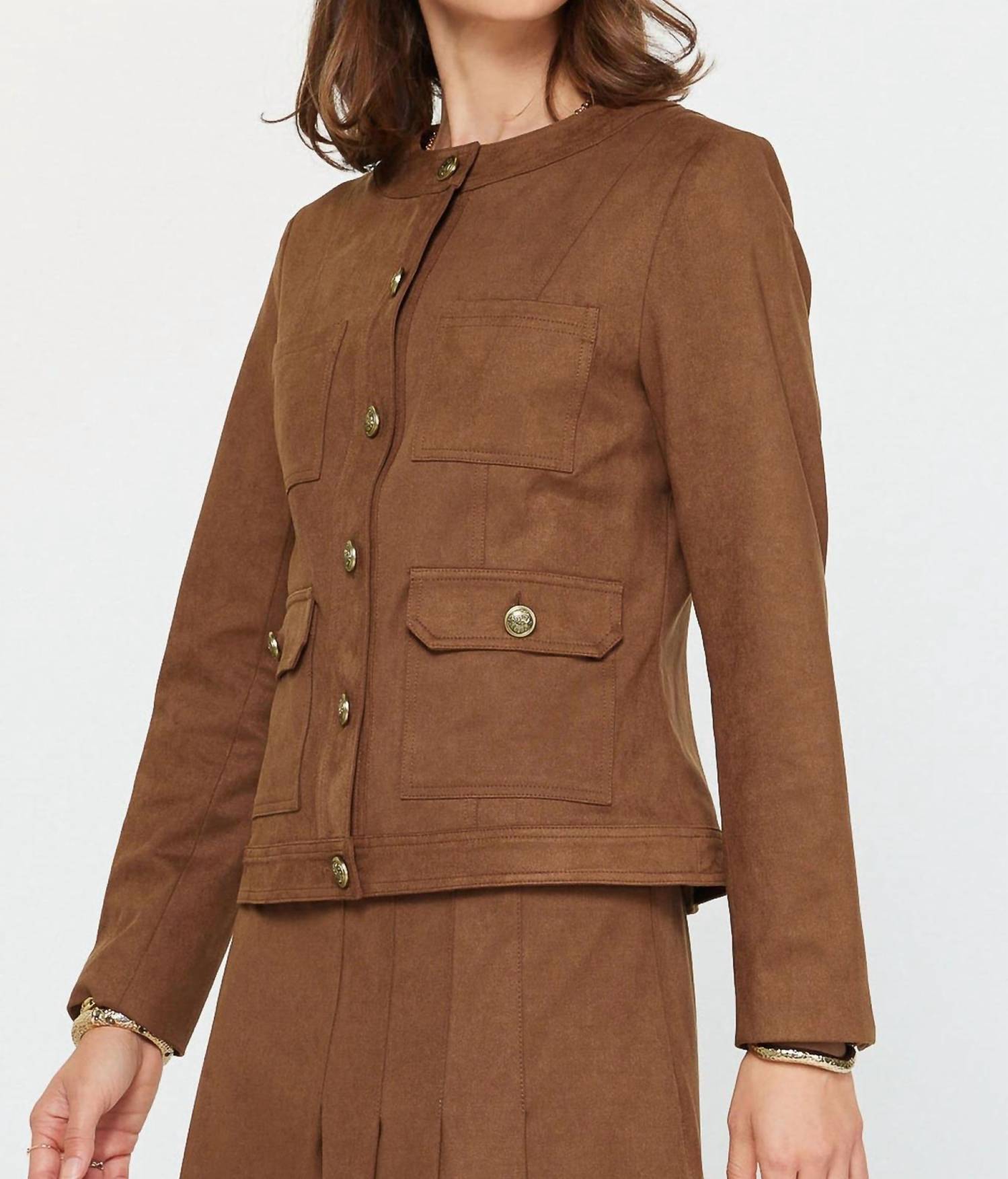 Current Air - Willow Suede Jacket with Antique Button Details
