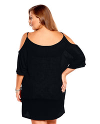 Always For Me - Plus Size Open Shoulder Cover Up Tunic