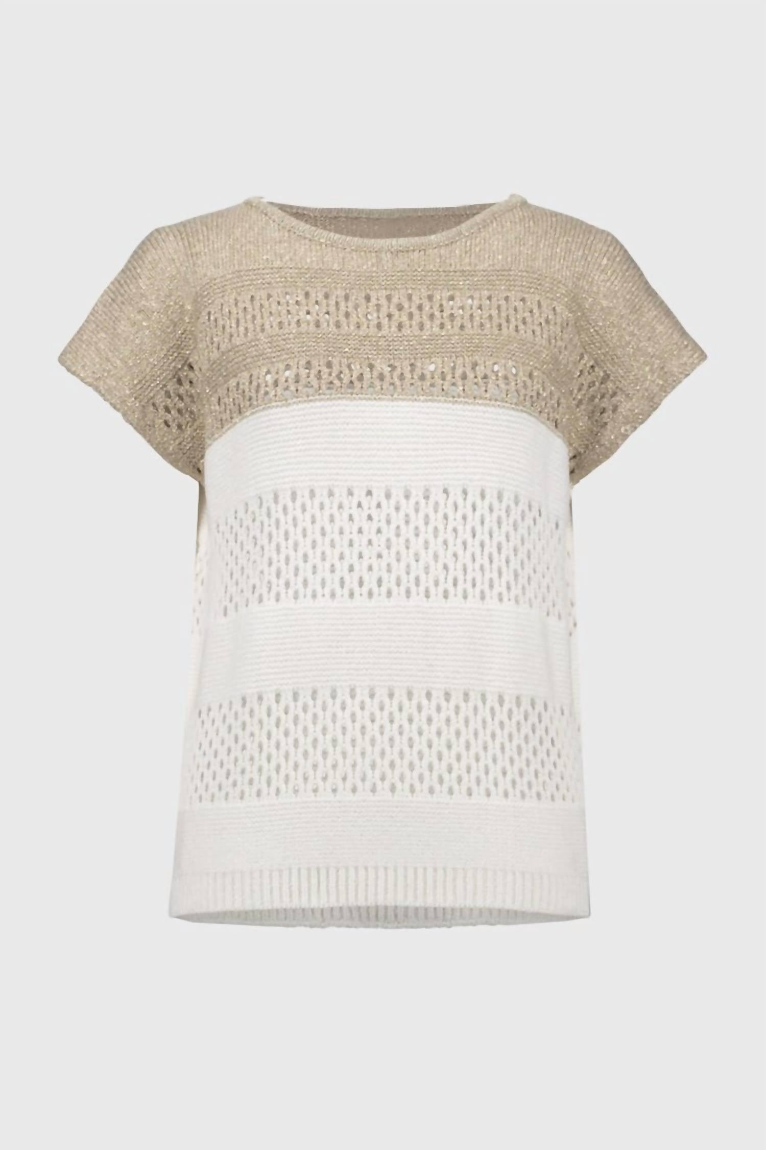 Joseph Ribkoff - Color Block Metallic Sweater Knit Pullover