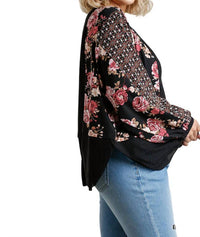 Umgee - Mixed Print Waffle Knit Top - PLUS