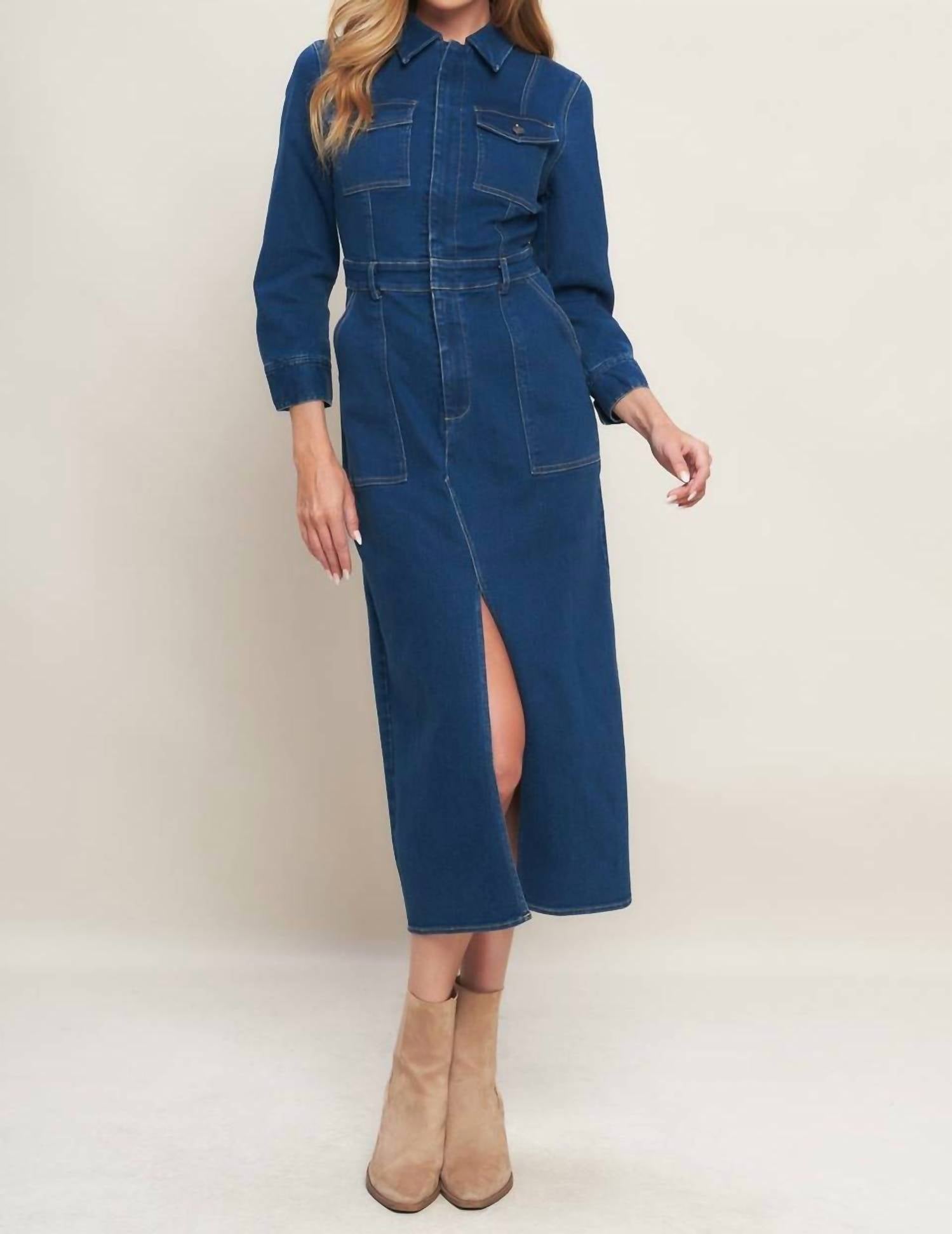 Flying Tomato - Denim Midi Dress
