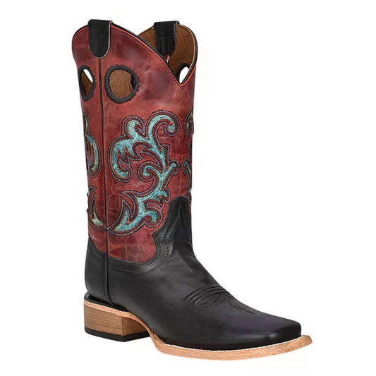 Ladies Shaft and Turquoise Inlay Square Toe Cowboy Boot