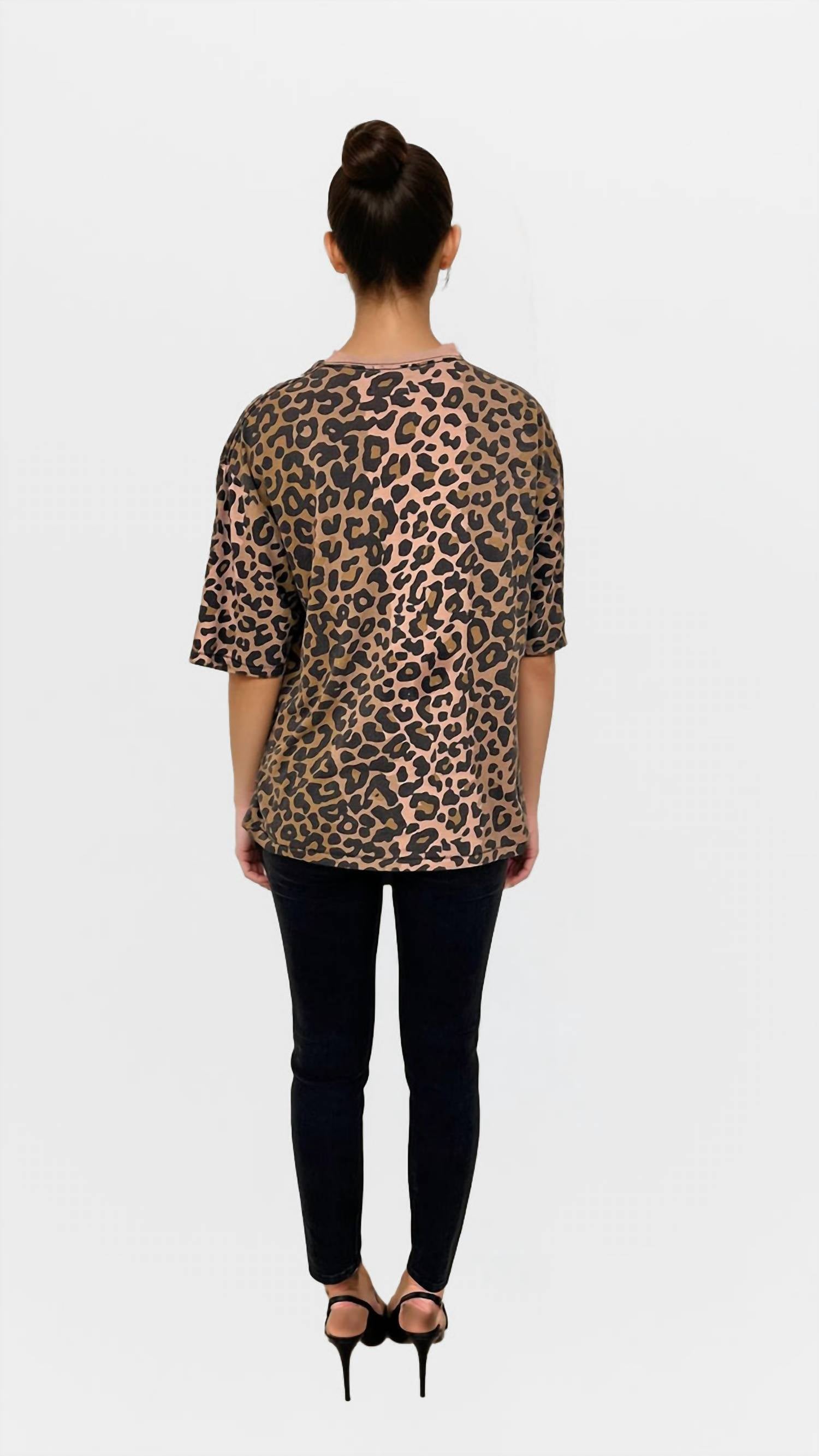 CHRLDR Crewneck T-shirt in leopard - women's t-shirt - alternate view