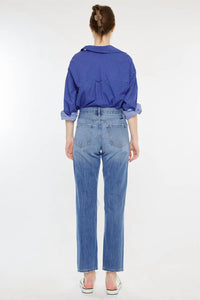 KanCan High Rise Button-fly Rigid Straight Jeans in dark 1 - women's jeans - alternate view