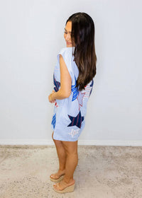 Queen Of Sparkles - Usa Stripe Patch Stars Romper