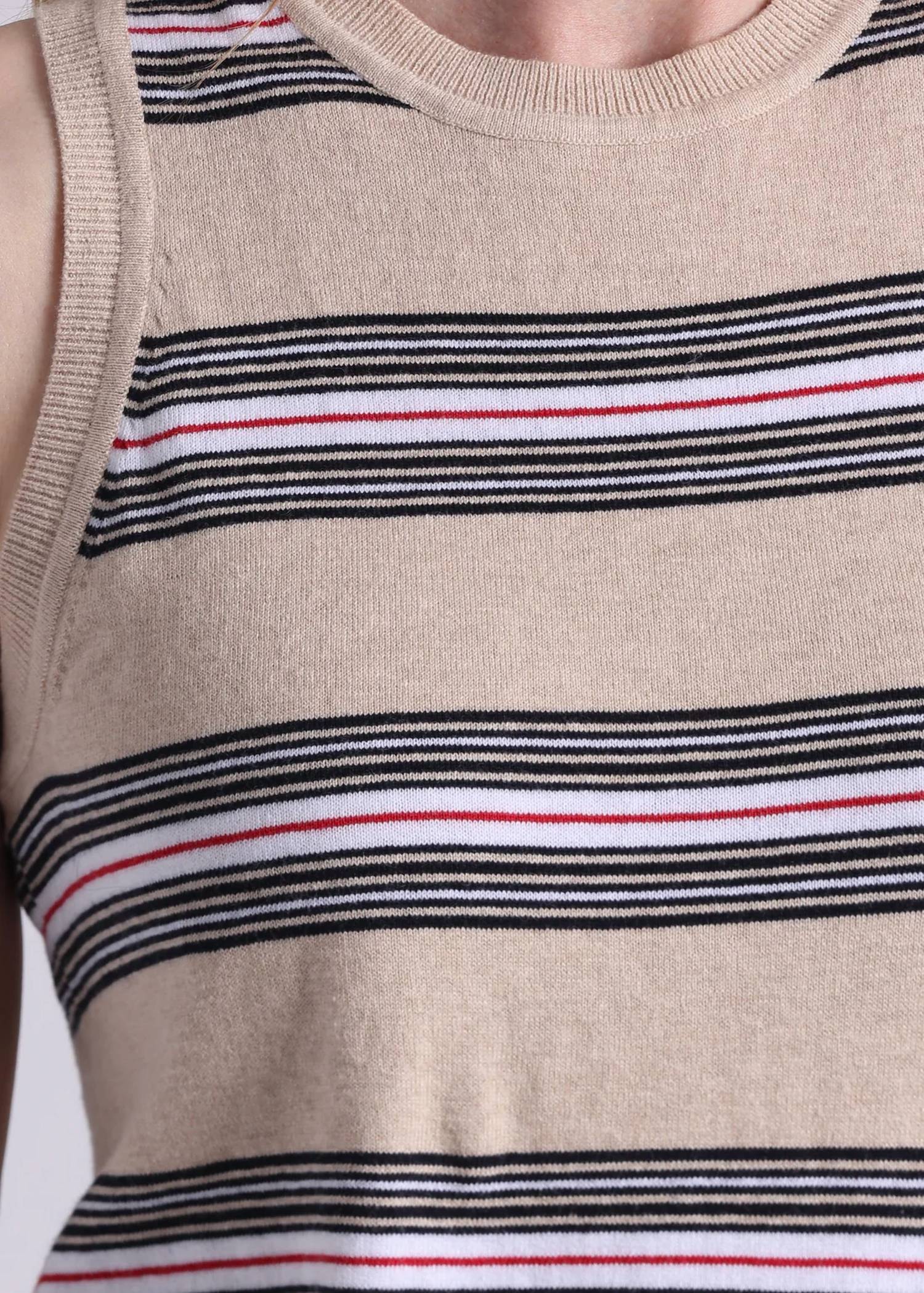 Minnie Rose - Cotton Cashmere Striped Crew Neck Tank