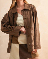 Miou Muse - Suede Button Front Jacket