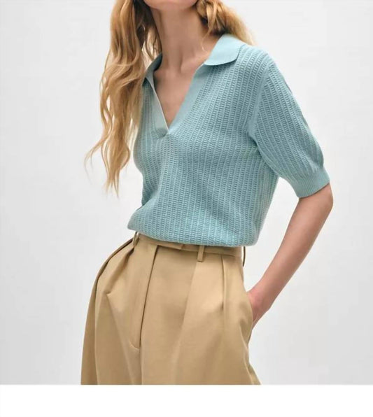 White + Warren - Organic Cotton Cashmere Mesh Polo Top