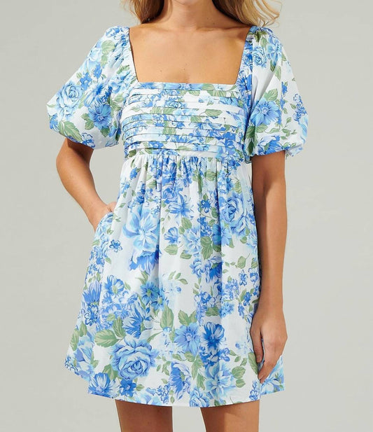 Sugarlips - Puff Sleeves Floral Mini Dress