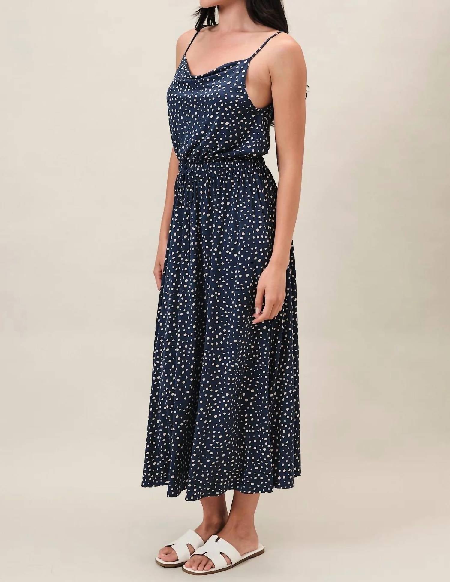 Sunday Edition - Cindy Cowl Neck Spaghetti Strap Midi Dress