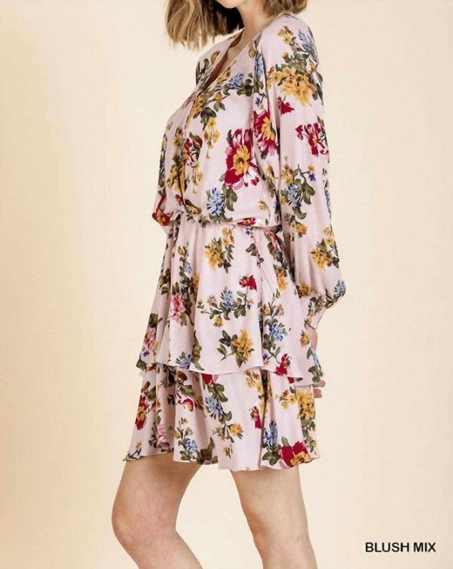 Umgee - Floral Tiered Ruffle Hem Dress