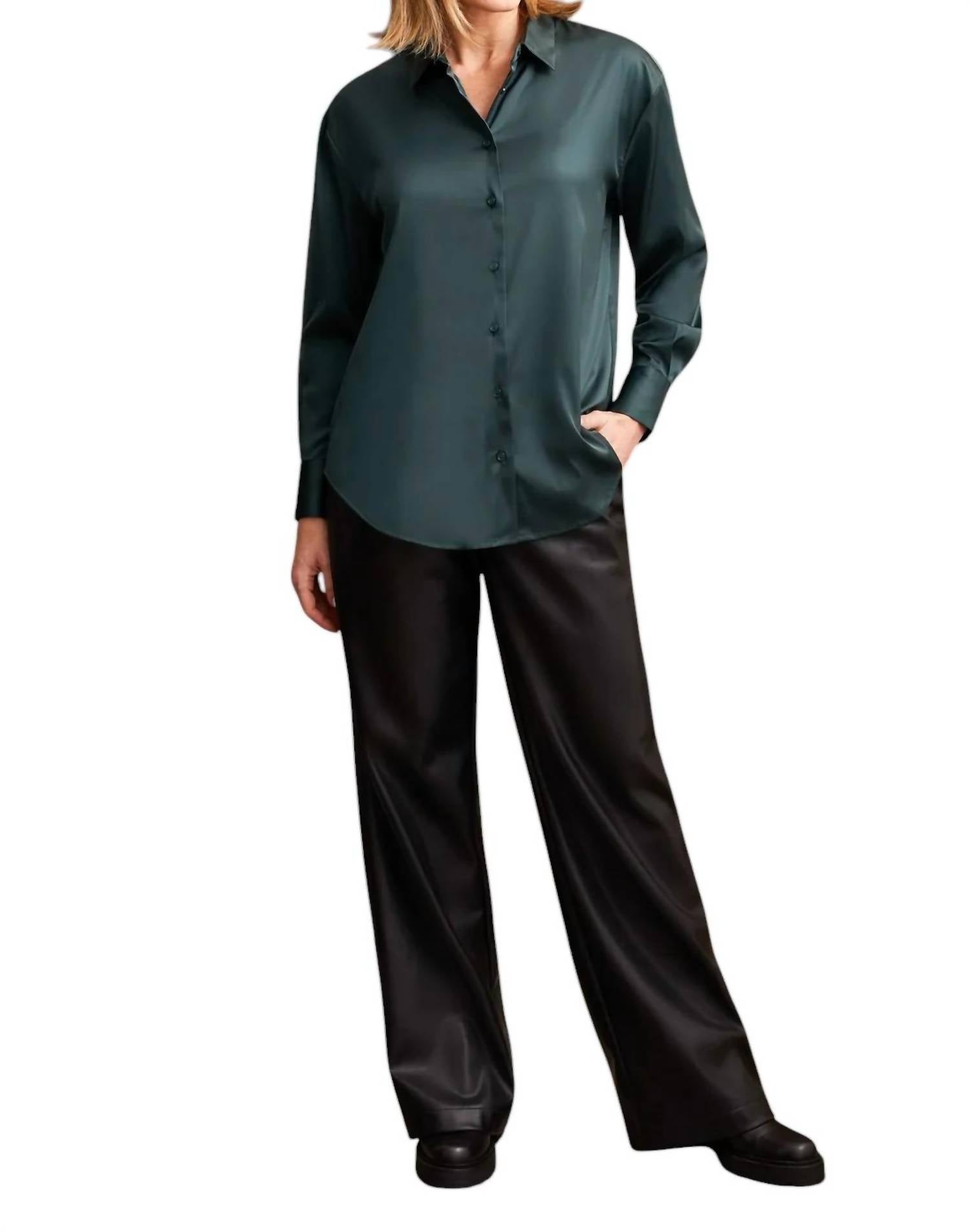 Tribal - FLOWY SATIN BUTTON-UP SHIRT