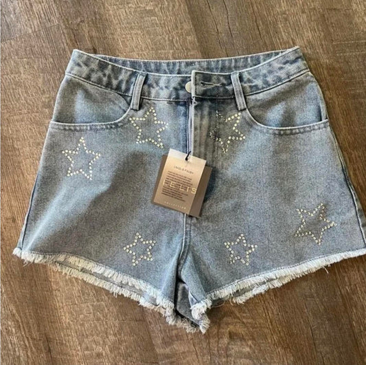 STAR RHINESTONE DENIM SHORTS