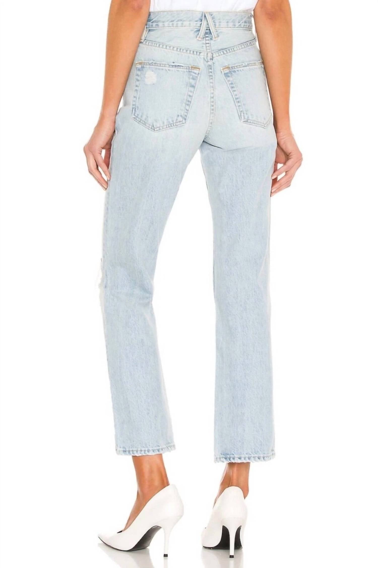 SLVRLAKE Women's London High Rise Straight Ankle Jeans in blue - women's jeans - view 4