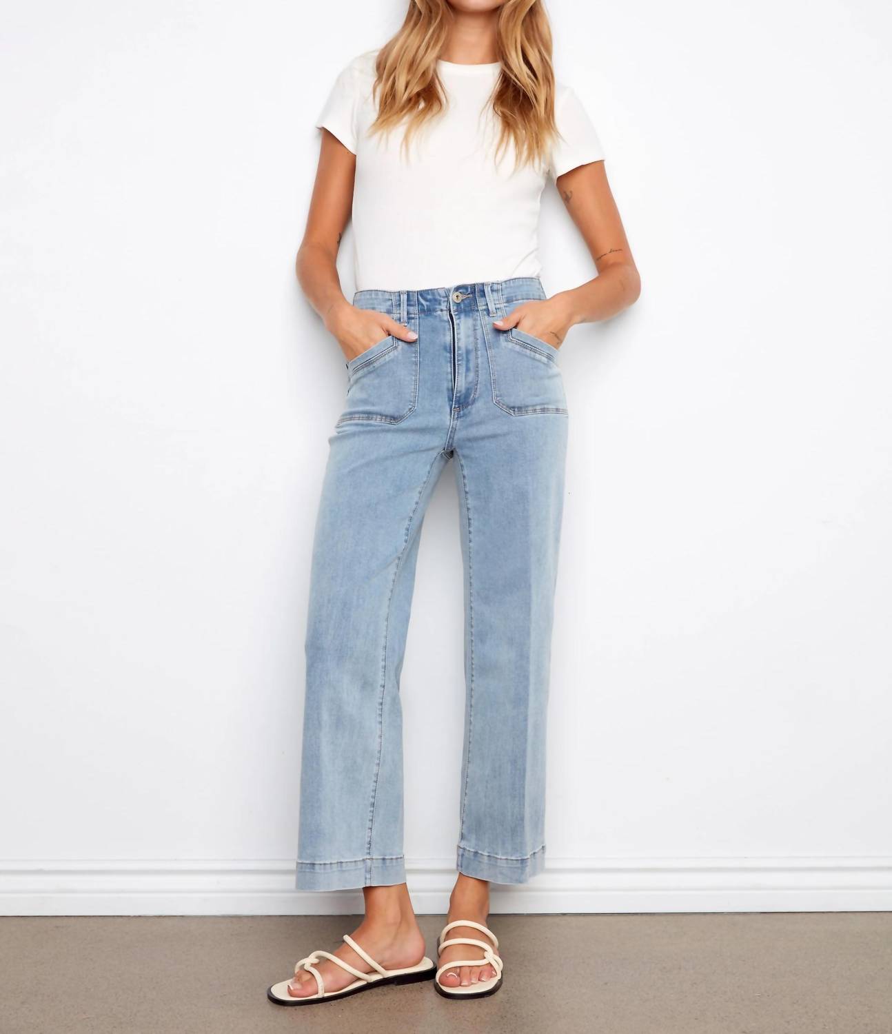 Charlie B - Cropped Wide Legged With Patch Pocket Jeans