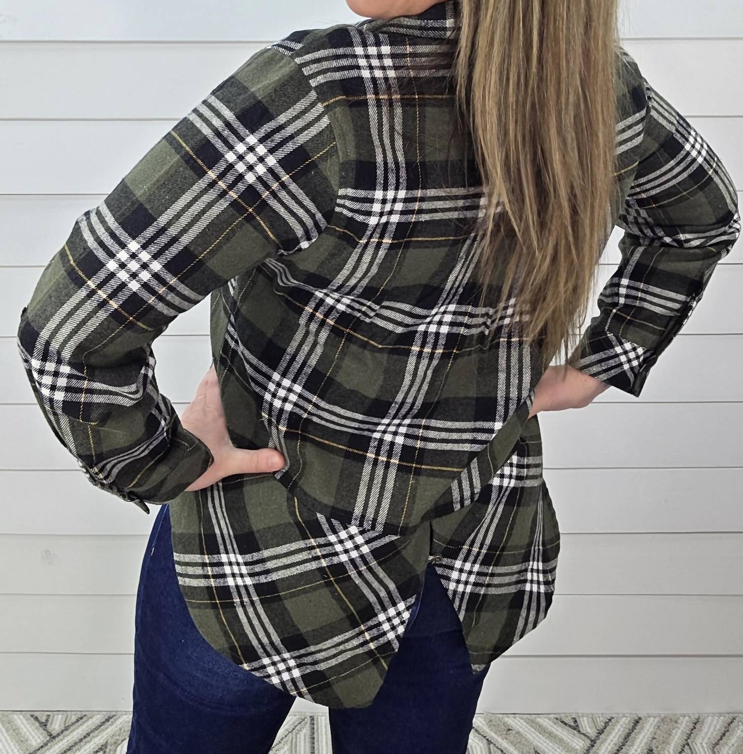 Keren Hart - High Low Button Down Plaid Flannel Shirt