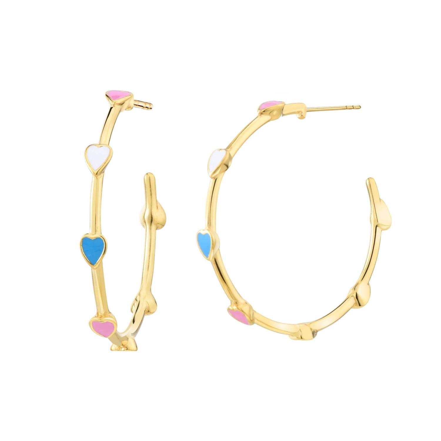 Gold & Honey - Women's Heart Station Hoop Earrings