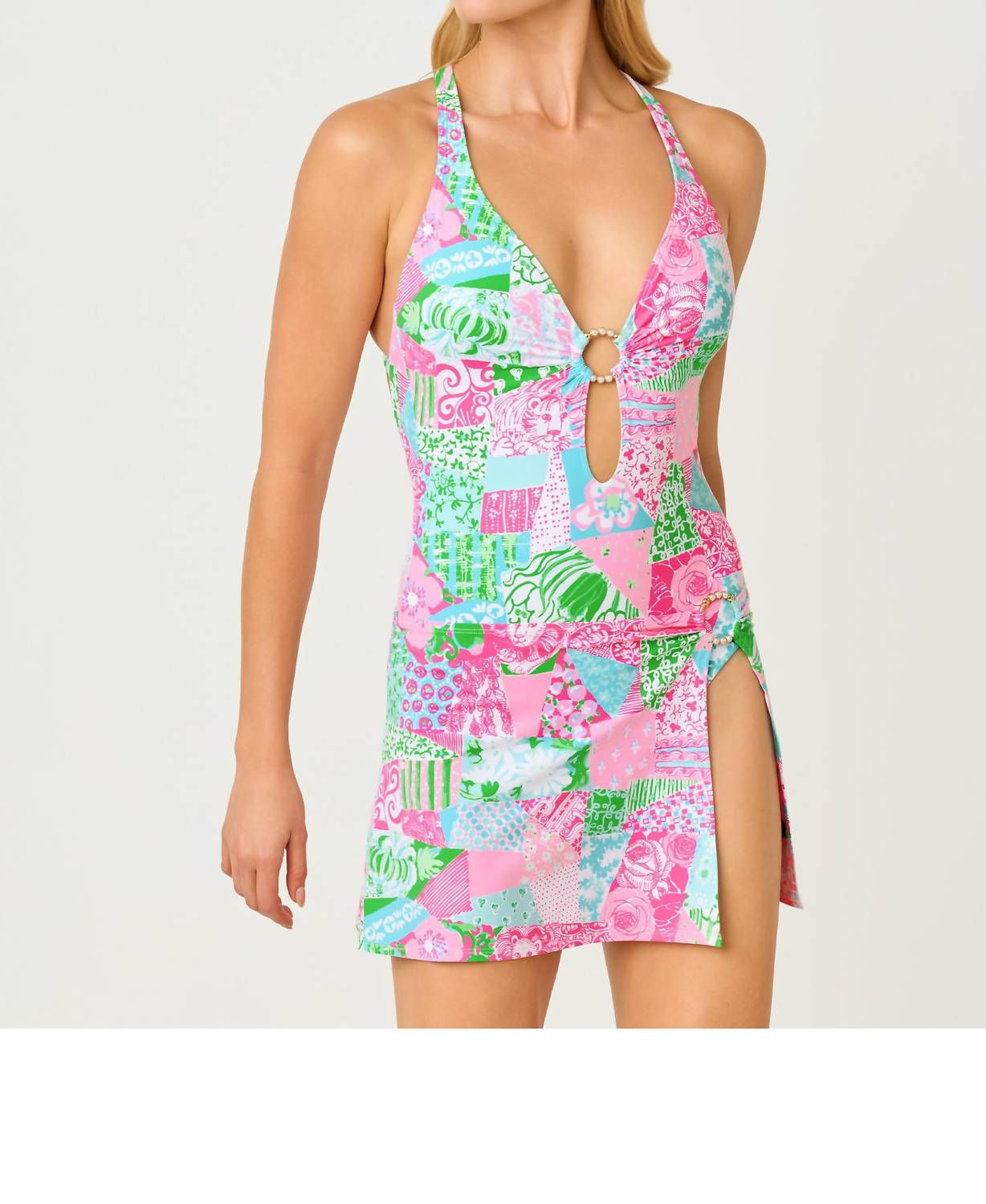 Lilly Pulitzer Ester One Piece Swimsuit in multi crazy quilt - women's swimwear - alternate view