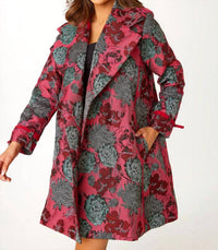 ABBEY GLASS Marisol Vintage Dahlia Jacquard Coat in hot pink - women's jacket - alternate view