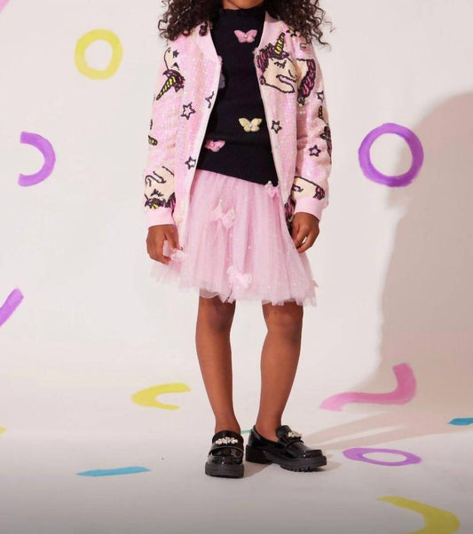 Lola + The Boys - Girls Unicorn Lovers Sequin Bomber Jacket