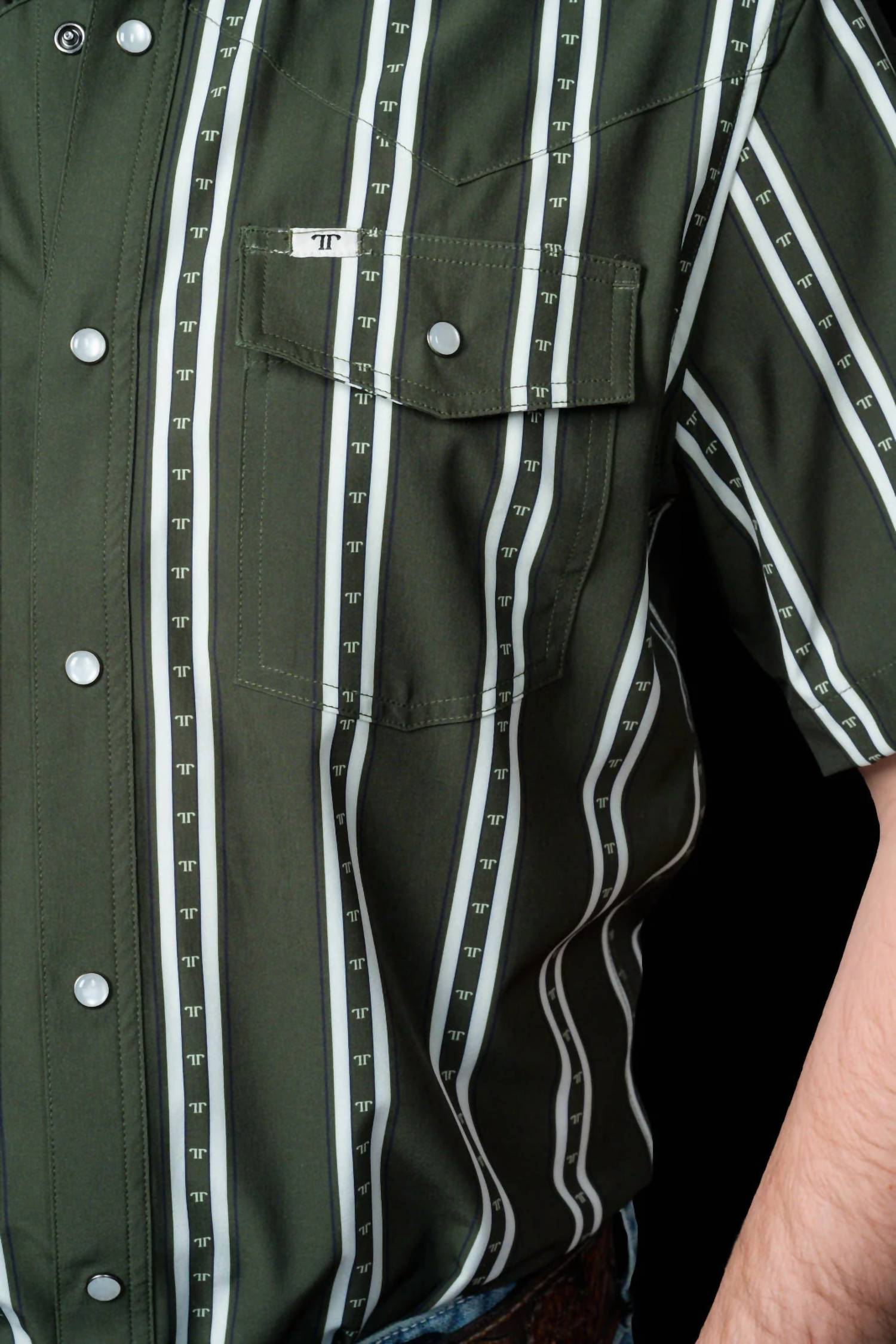Ferrell Tucker Short Sleeve Snap Top in green - men's t-shirt - view 6