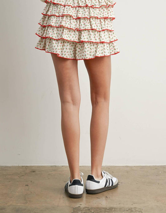 Buttermelon - Cherry Print Ruffled Mini Skort
