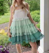 Madelyn Delight Swiss Dot Mini Dress in green - women's dress - detail view