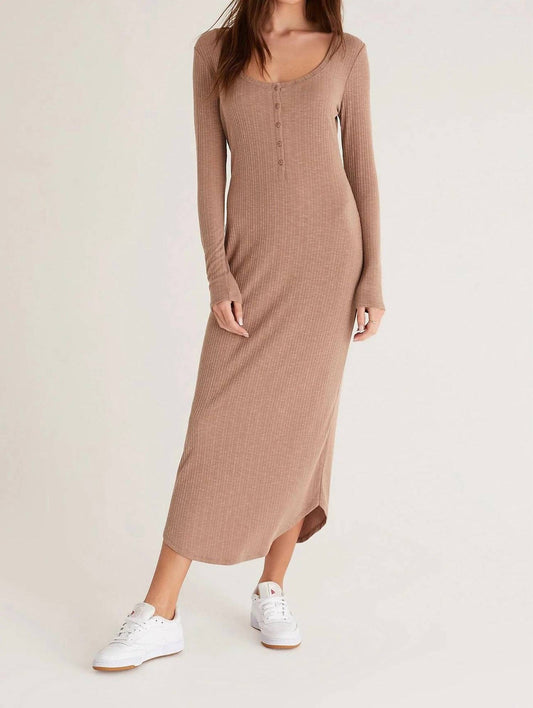 Heidi Rib Henley Midi Dress