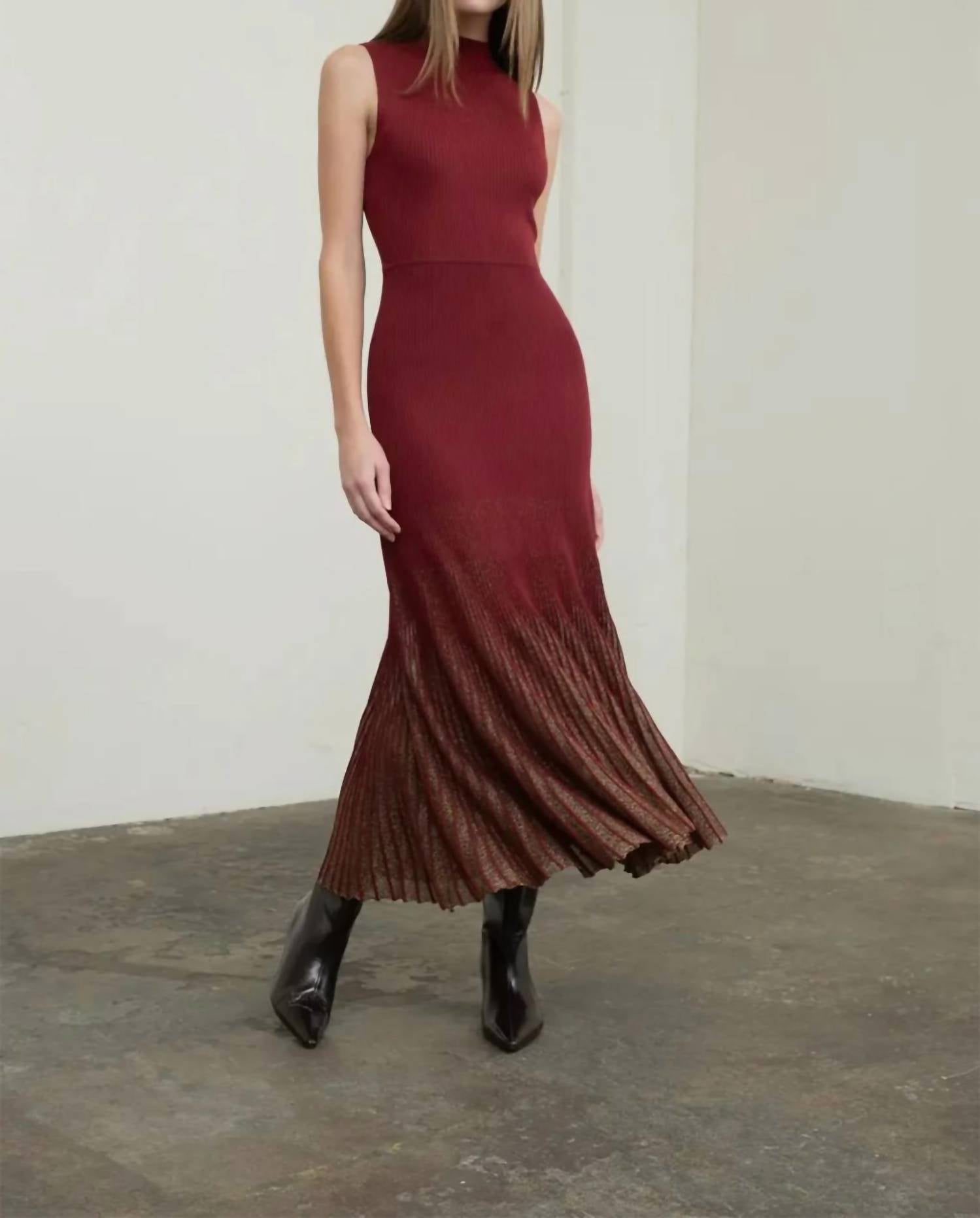 Moon River - MOCK NECK PLEATED MIDI DRESS