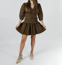Pinch - Puff Sleeve Belted Dress
