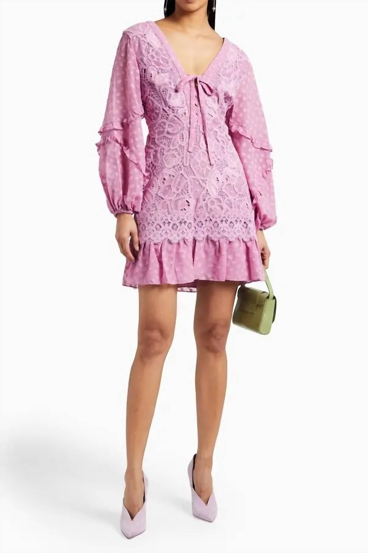 Alexis - Malicha Crocheted Lace And Fil Coupé Georgette Mini Dress