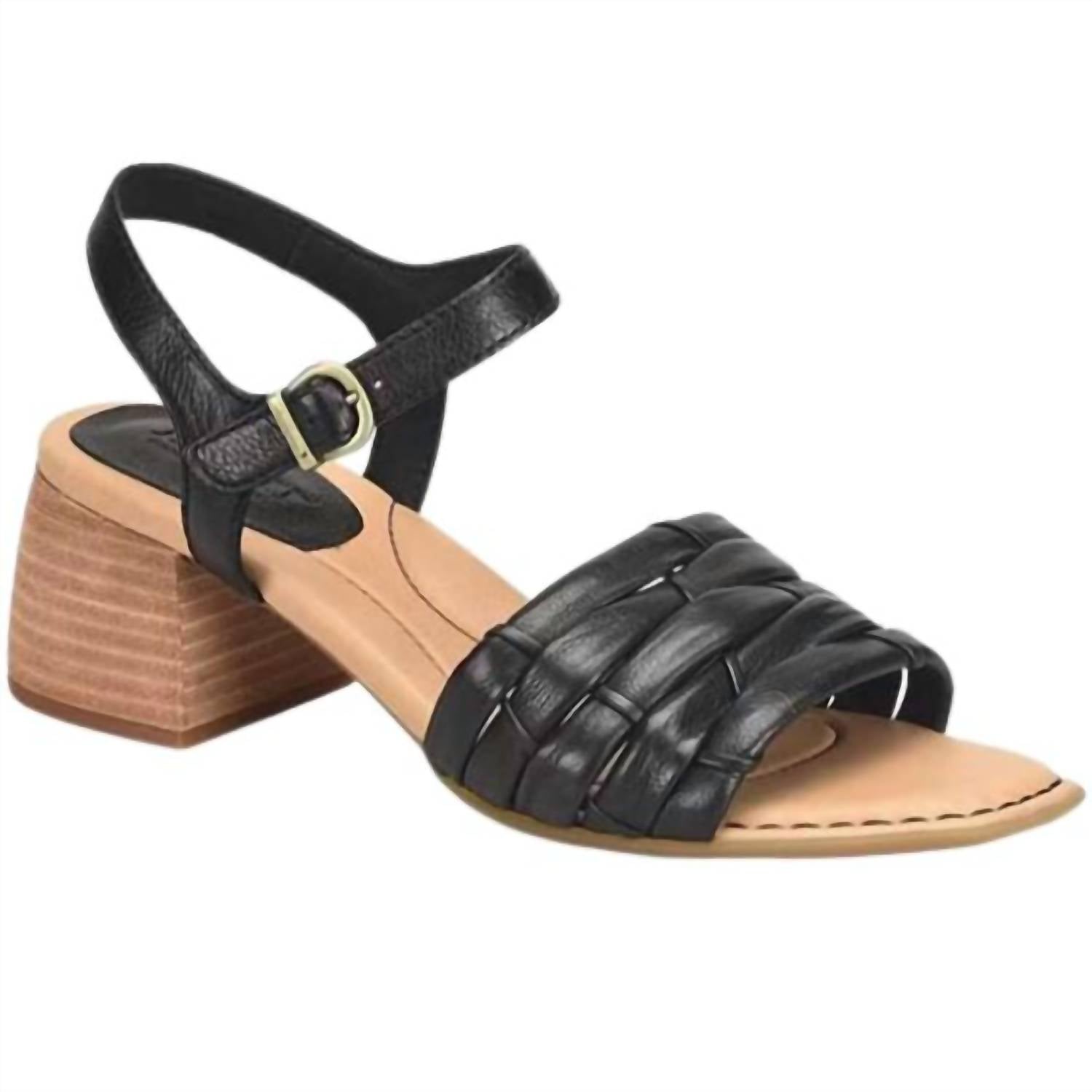 Born Women's Shonie Heeled Leather Sandals in black - women's sandal