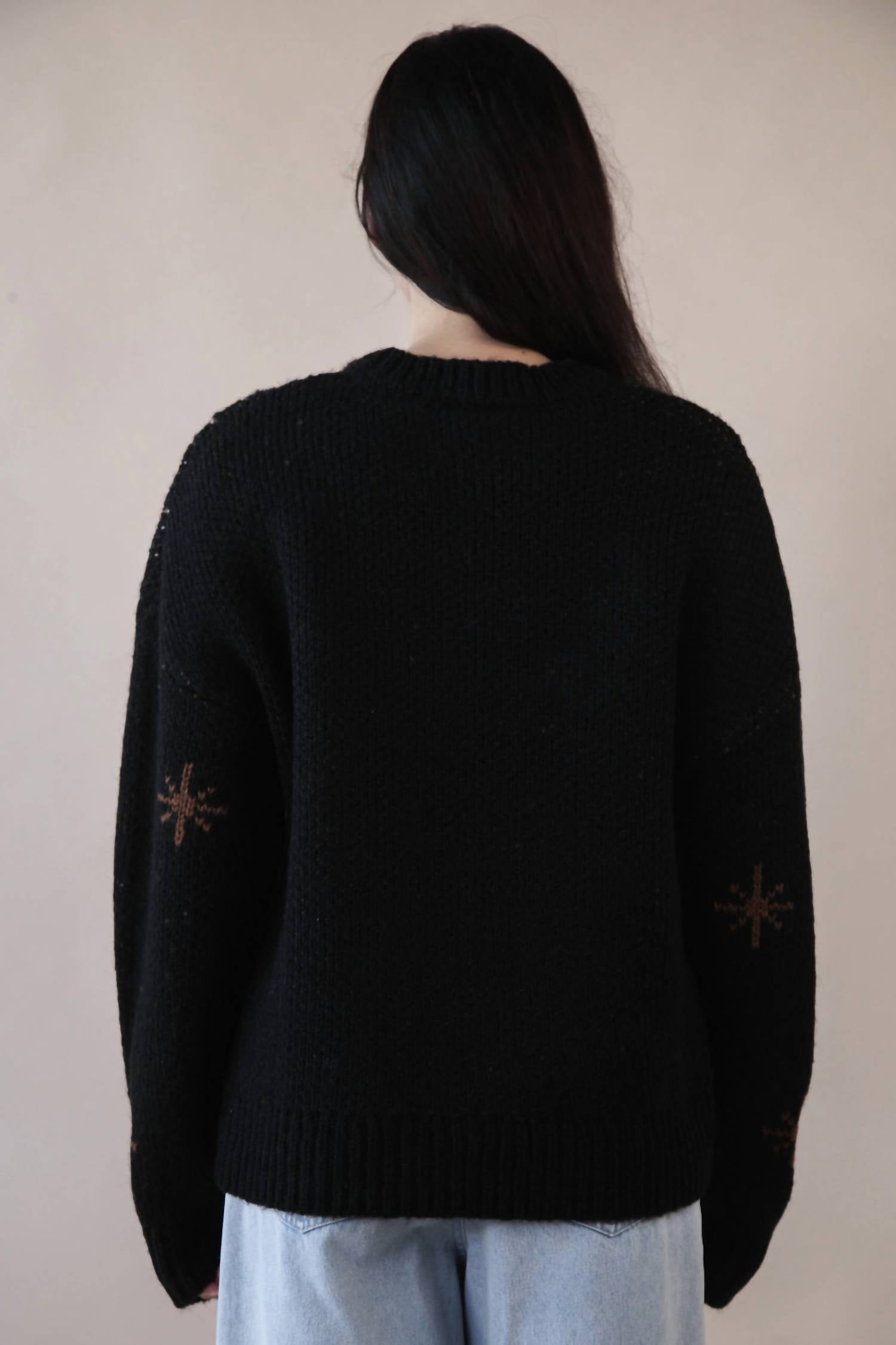 VERY J Cowboy Boot Knit Sweater in black - women's sweater - detail view