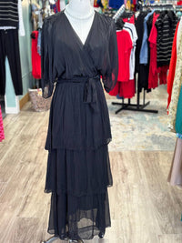 Scandal Italy Women's Nicki Tiered Maxi Dress in black - women's dress