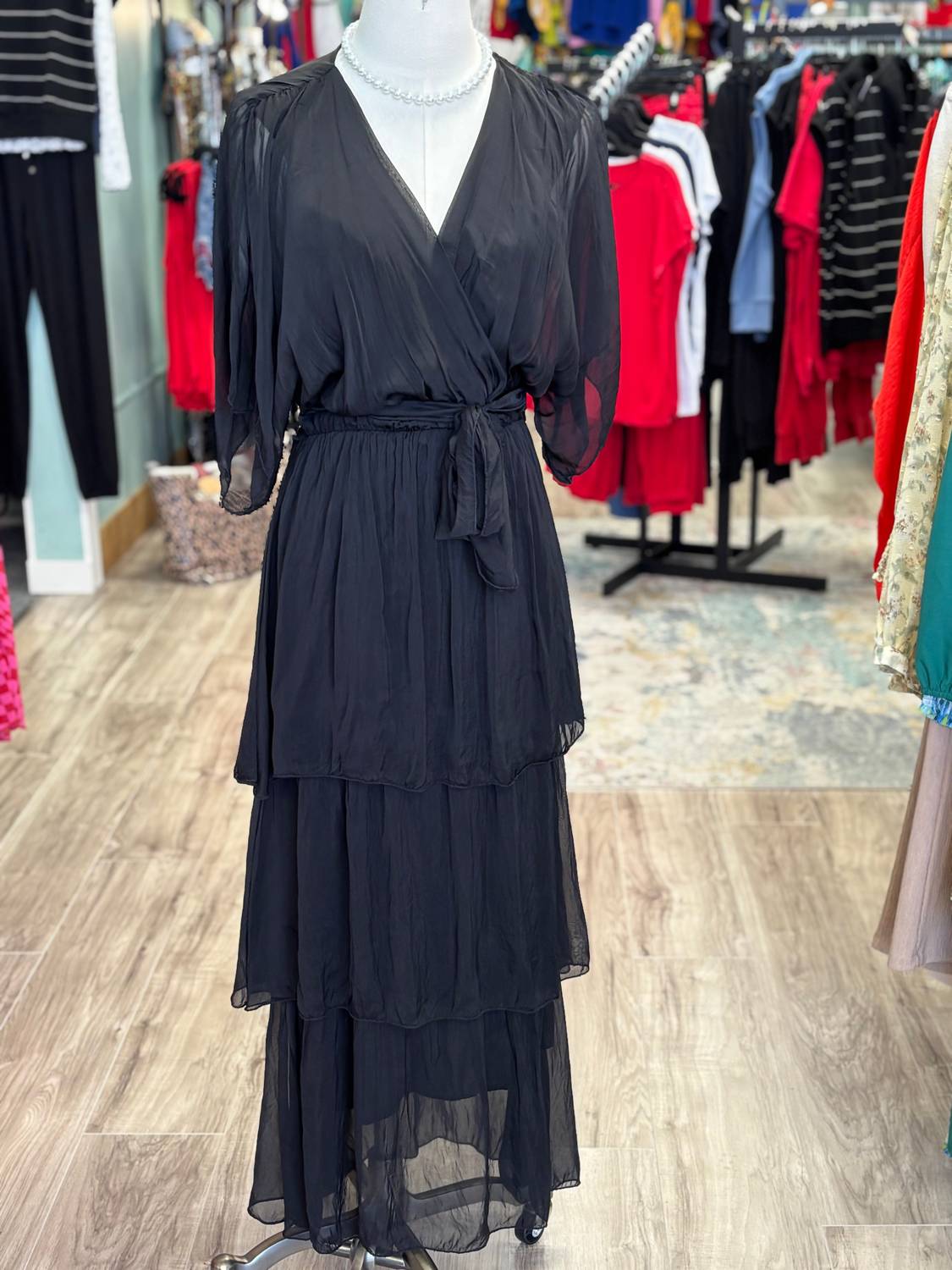 Scandal Italy Women's Nicki Tiered Maxi Dress in black - women's dress