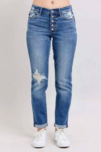 Judy Blue - Mid Rise Button-fly Boyfriend Jeans