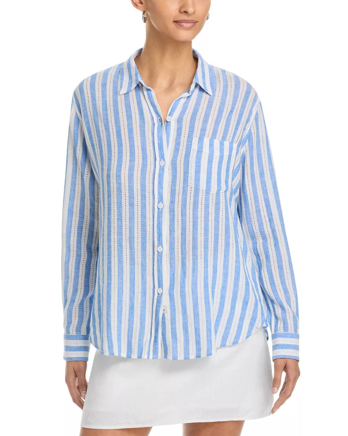 Rails Charli Button Up Shirt in atlantis stripe - women's long sleeve top
