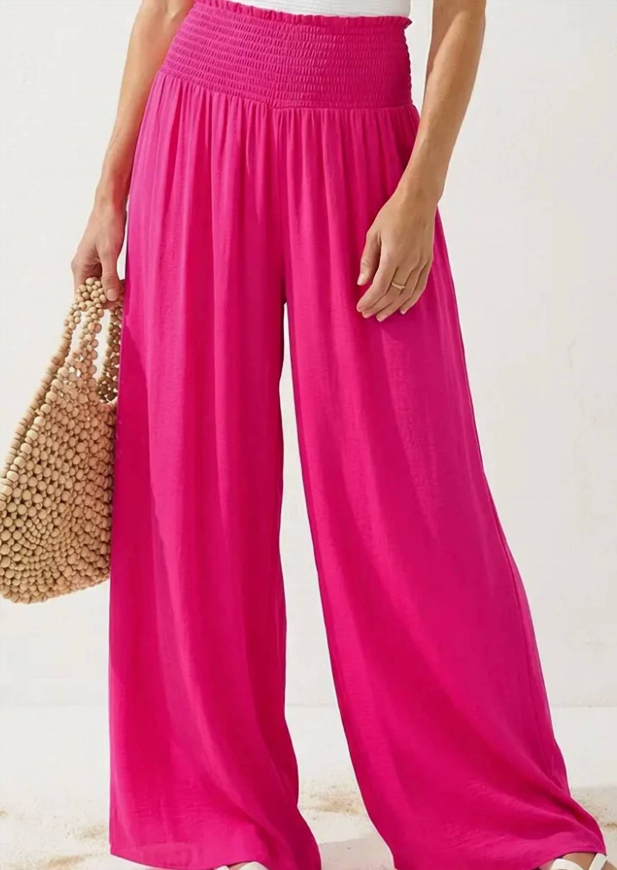Naked Zebra - Smocked Waist Wide Leg Pant
