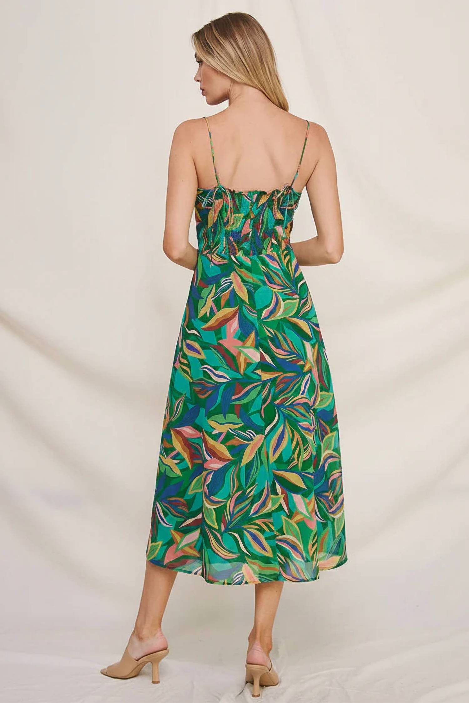 Allie Rose - Hailey Tropical Slit Hem Midi Dress