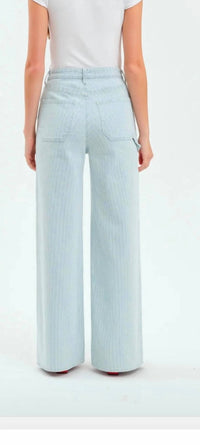 DAZE Far Out Utility Jeans in blue bell stripe 1 - women's pants - detail view
