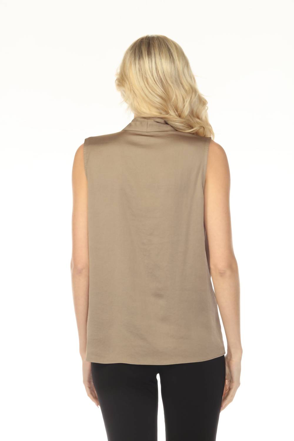Joseph Ribkoff - V-neck Pleated Sleeveless Satin Top