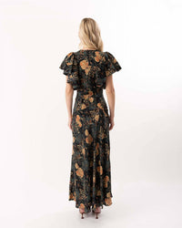 Ulla Johnson Mariam Silk Bias Cut Flutter Sleeve Dress in nuit - women's dress - alternate view