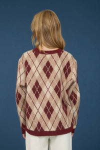 Moon River - Argyle Pattern Crew Neck Sweater