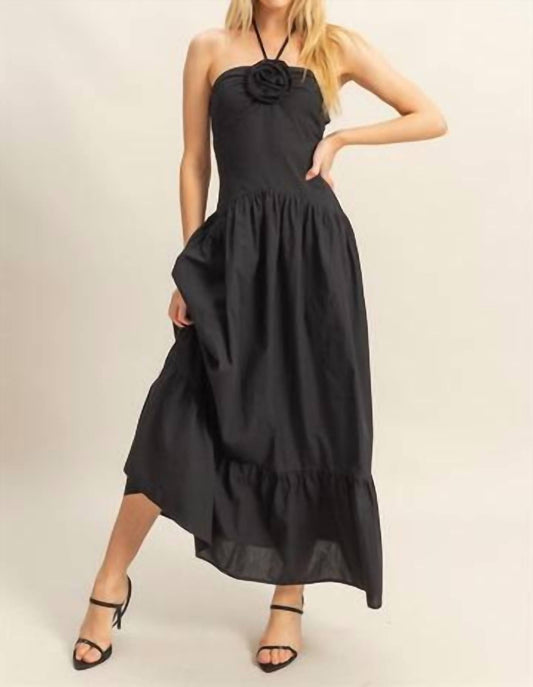 Hyfve - Poplin Rosette Halter Neck Midi Dress