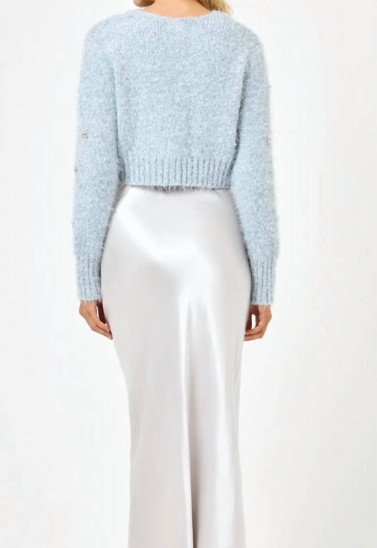 L*SPACE Crystal Cardigan in grey - women's cardigan - alternate view