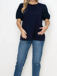 Joh - Ponte Knit Lace Sleeve T Shirt