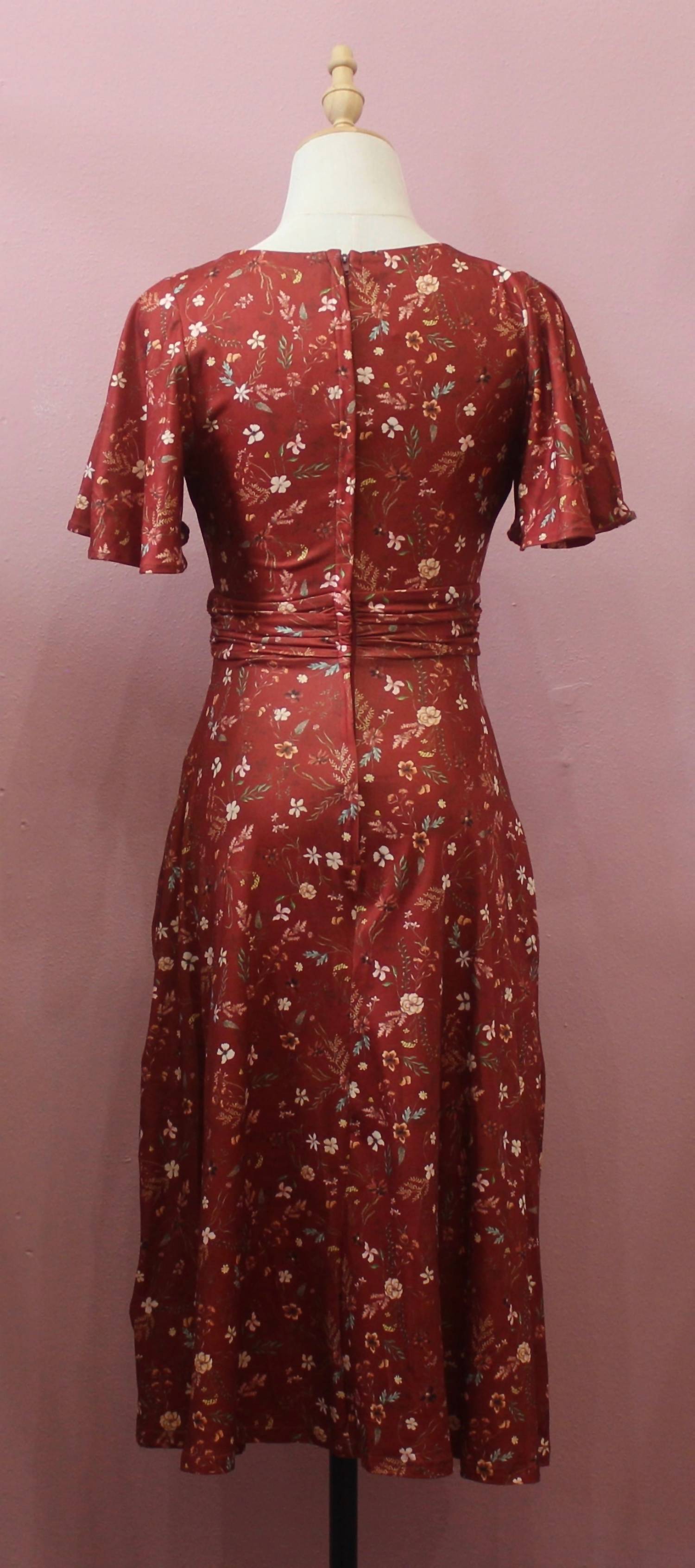 Dolly And Dotty Donna Floral Print Cross Over Bust Flared Dress - women's dress - detail view