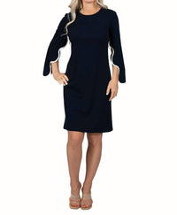 Scapa - Scalloped Batwing Sleeve Cocktail Dress