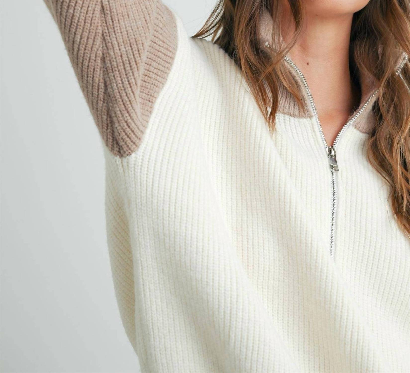 Peace Love Line - Color Block Half Zip Jacket