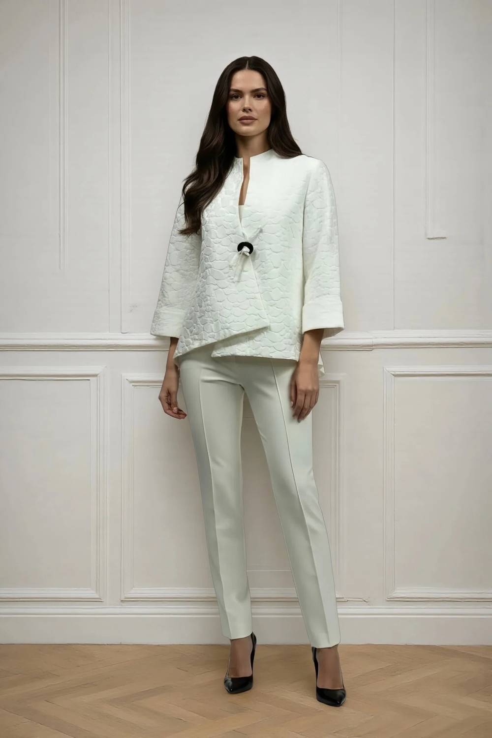 Ic Collection - Jacquard High Low Asymmetric Jacket